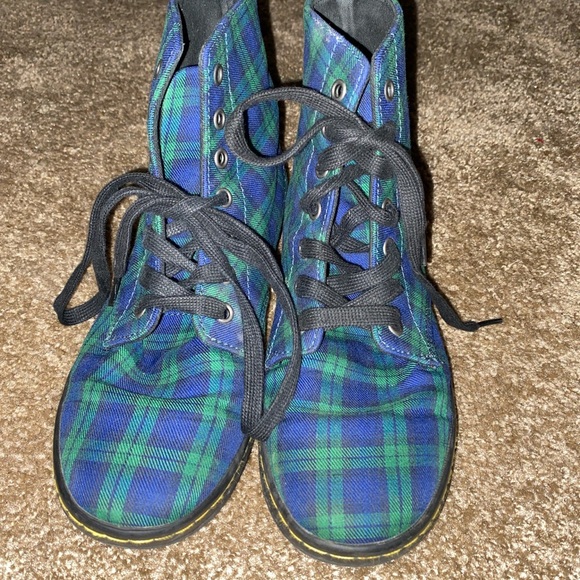 Dr doc martens plaid hackney rare canvas boots - Picture 2 of 3